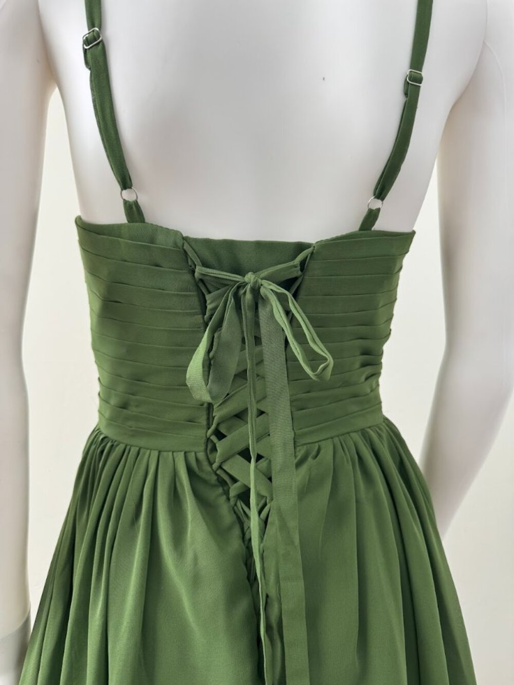Green A-Line Chiffon Halter Maxi Dress Formal Prom Bridesmaid Size 2 - Picture 5 of 14